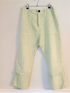 ZARA Light Mint Green Casual Button Fly Women’s Capri Size XS